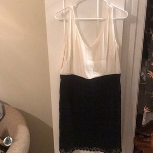 Loft white and lacy black bottom dress